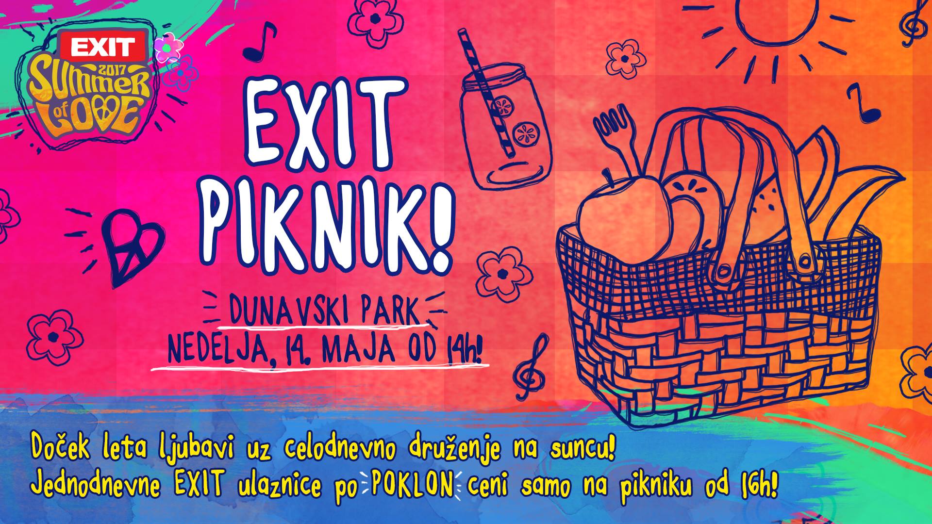 EXIT Piknik u Dunavskom parku! Novi Sad, 14 maj 2017