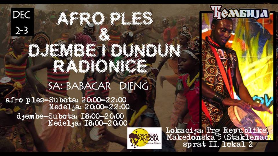 Afrički ritam i ples – gost Babacar Dieng 02.12.2017. Angola Kapuera