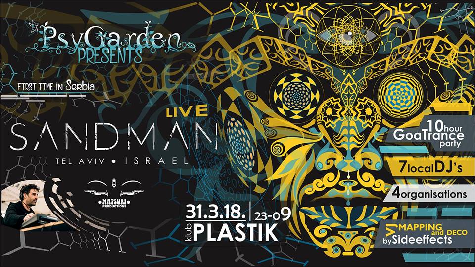 [:en]Sandman Live! – PsyGarden – 10 hour Goa Trance Party 31.03.2018. Plastic