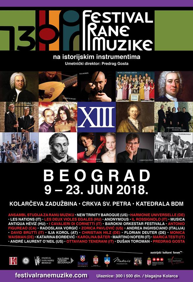 XIII Belgrade Early Music Festival 09 – 23.06.2018. Crkva Sv. Petar